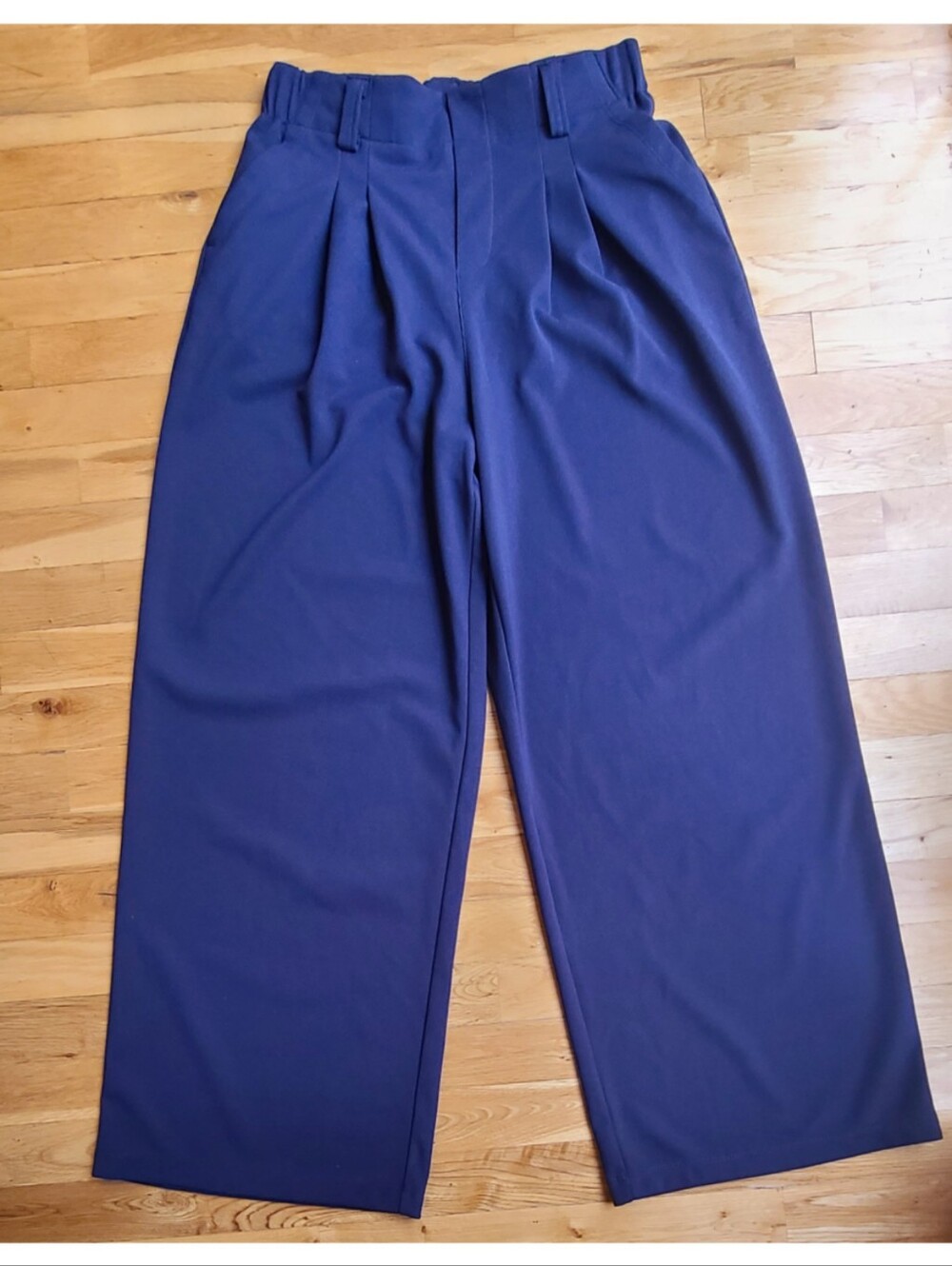 Halara Mid Rise Wide Leg Waffle Pants Harbor Ink Medium Pocket Lounge Casual - Picture 2 of 16